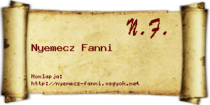 Nyemecz Fanni névjegykártya